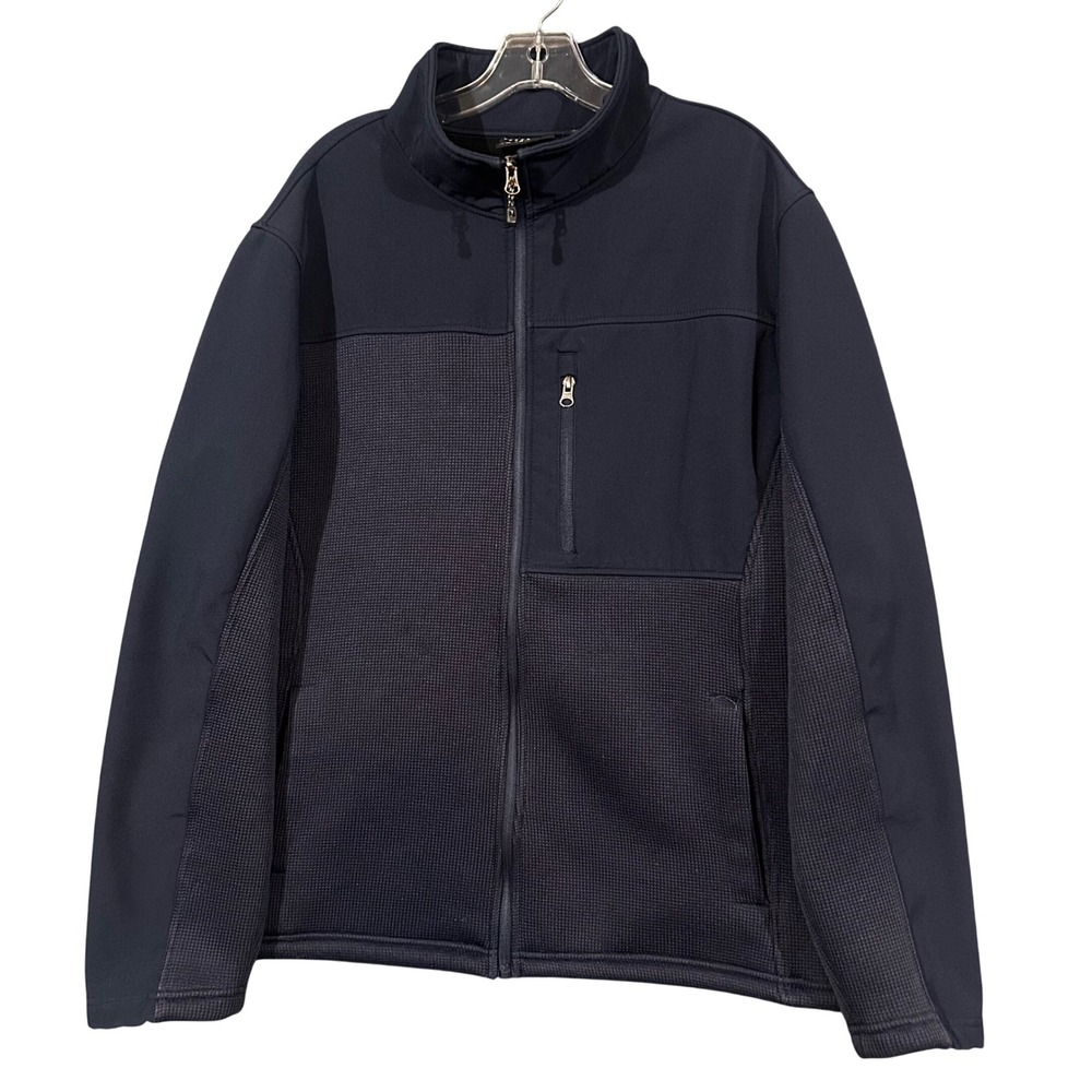 Swiss Tech Mens XL Navy Hybrid Softshell Waffle Knit Full Zip Jacket SM47504Y
